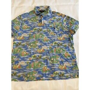 Polo Ralph Lauren Men's Hawaiian Resort  Soft Cotton Shirt Size XL Aloha Blue